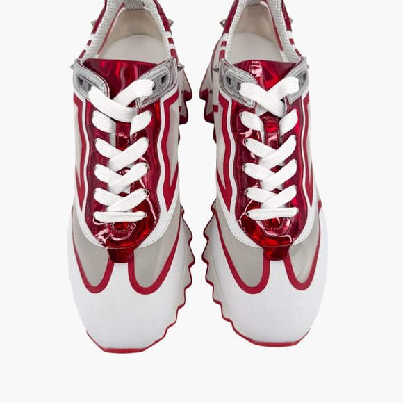 Christian Louboutin Sharkina White Mesh Red Sneakers Size 41 US 11 Women's 6947 - Picture 5 of 15